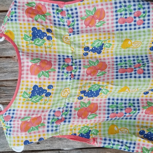 Adorable Vintage Berries Gingham Print Apron Snap Smock M - Picture 10 of 10